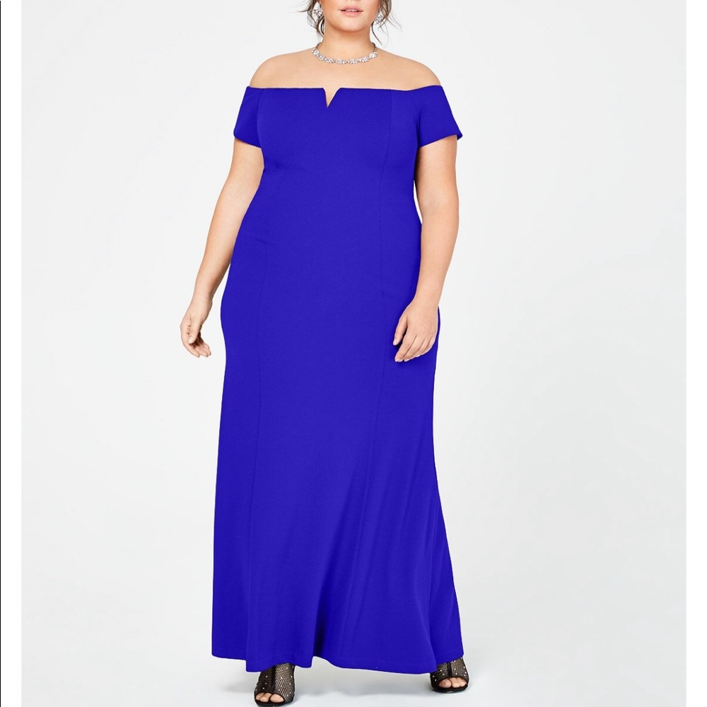 Calvin Klein Off the Shoulder Royal Blue Gown